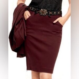 CAbi Maroon Boss Pencil Midi Skirt Red 4